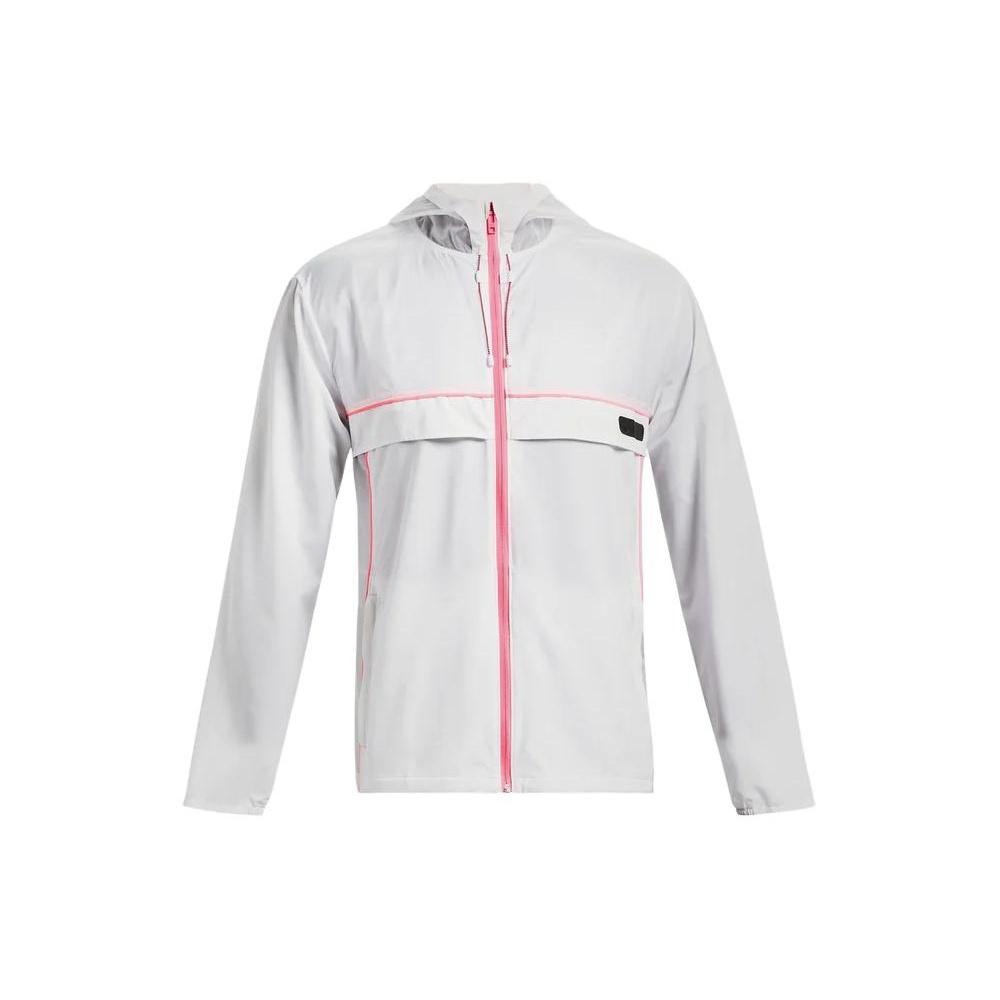 Under Armour Run Anywhere Hooded Jacket White Pink Men s 1374229-100 L