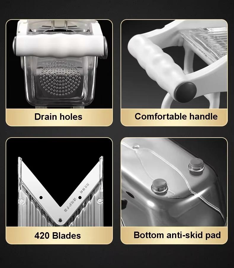 1pcs Vegetable Slicer With Basket UltraSharp V Blade Multifunctional Fruit Potato Carrot Cutter Slicer for Kitchen Gadget