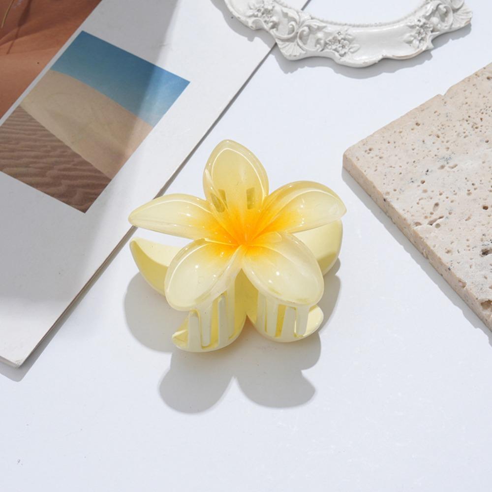 

Цветная заколка для волос в виде цветка яйца, заколка-краб, элегантная женская боковая заколка, полузахват, заколка-акула для затылка жёлтый