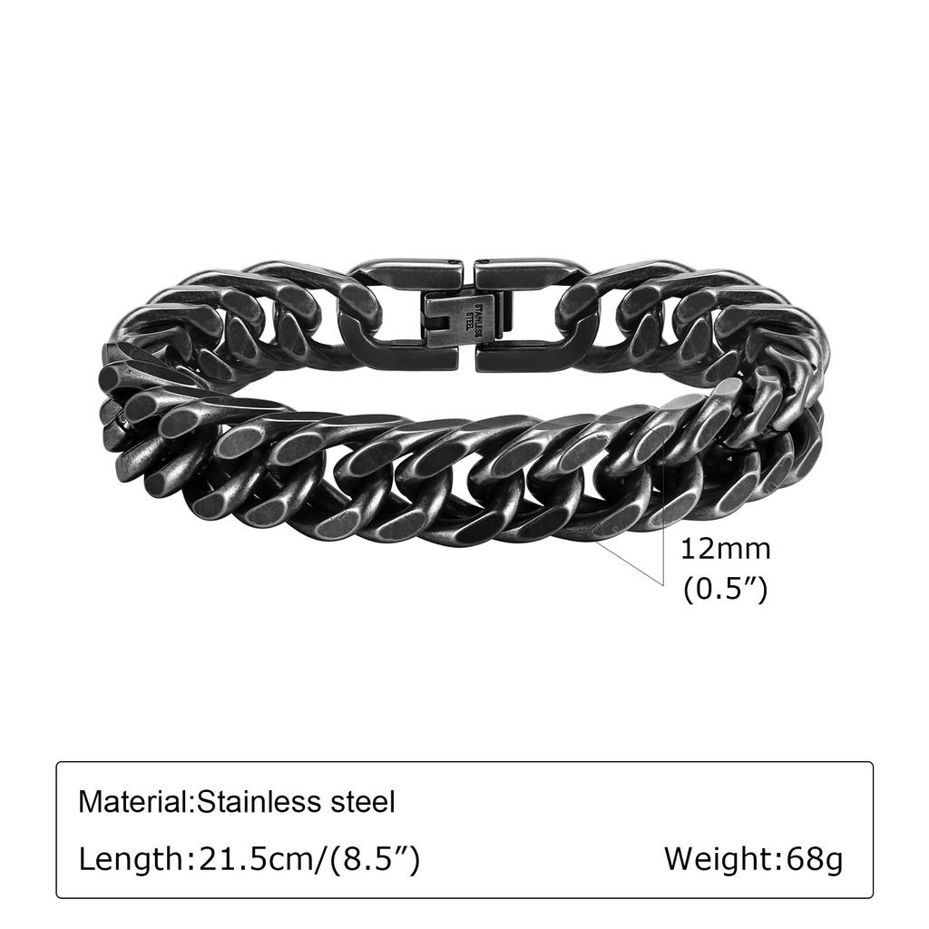 Retro Chain Bracelets for Men Boys,,Vintage Antique Stainless Steel Link Wristband,Classic Punk Zircon Gifts