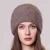 Wool Hat with Diamonds Women's Autumn and Winter Fleece Scarf Hat Knitted Pullover Hat