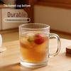 Thick Vertical Stripe Glass Cups with Handles - Set for Coffee, Juice, Water, and Milk