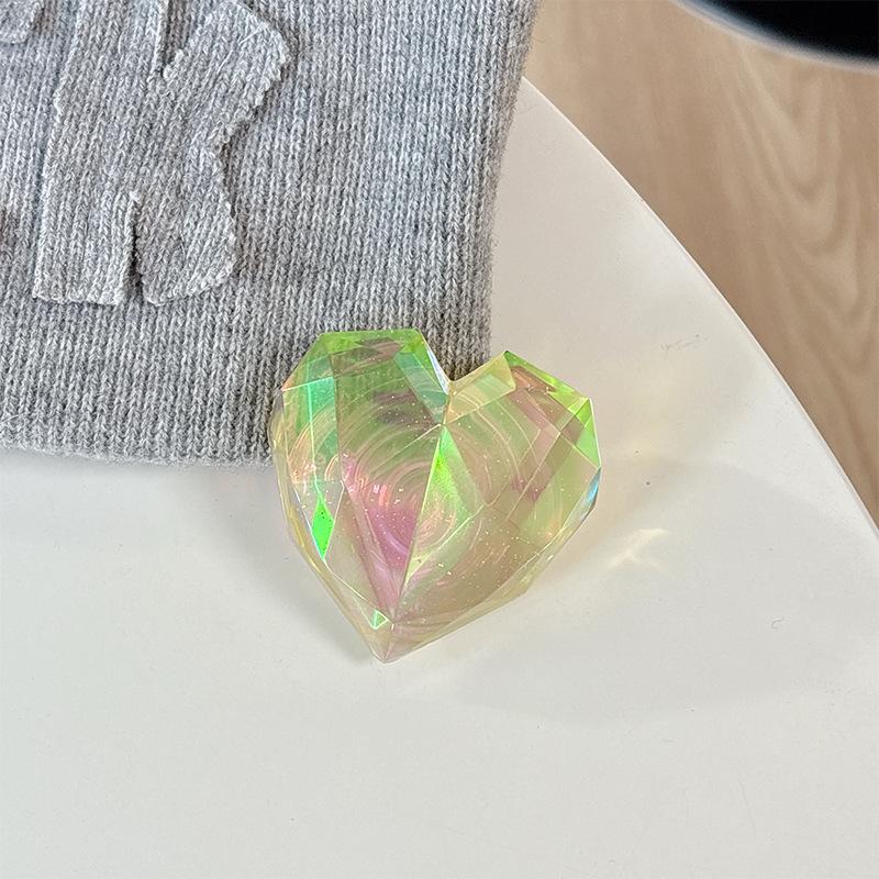 Magnetic Paste Three-Dimensional Laser Heart-Shaped Creative Desktop Drama Mobile Phone Airbag Bracket Transparent Telescopic Ring