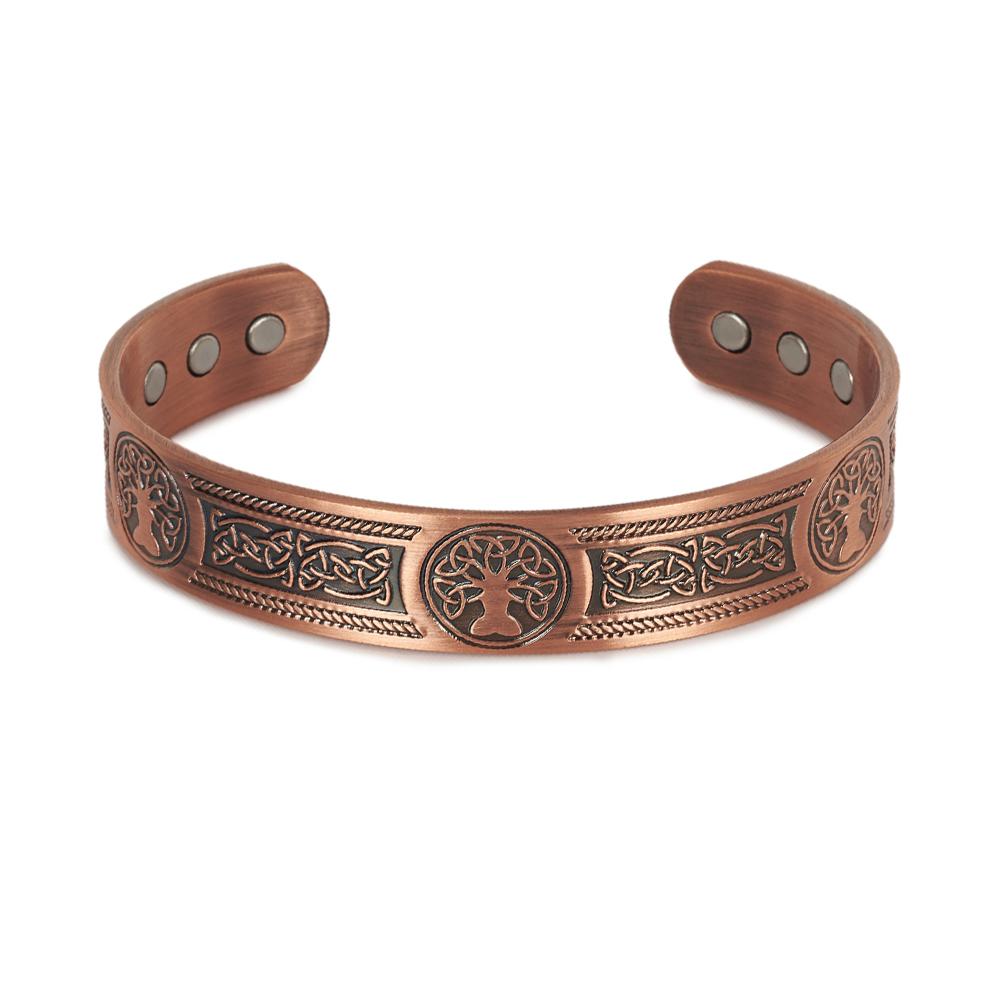 Yggdrasil Viking Pure Copper Bracelets Magnetic Adjustable Vintage Cuff Bangles 15mm Health Energy High Magnet Jewelry Resizable