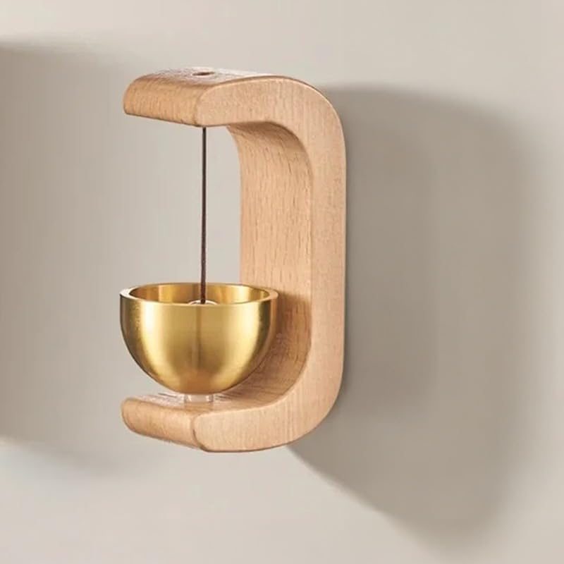 Japanese Style Magnetic Brass Doorbell Retro Wireless Wind Chime Hanging Pendant Home Wall Decoration Gift (B)