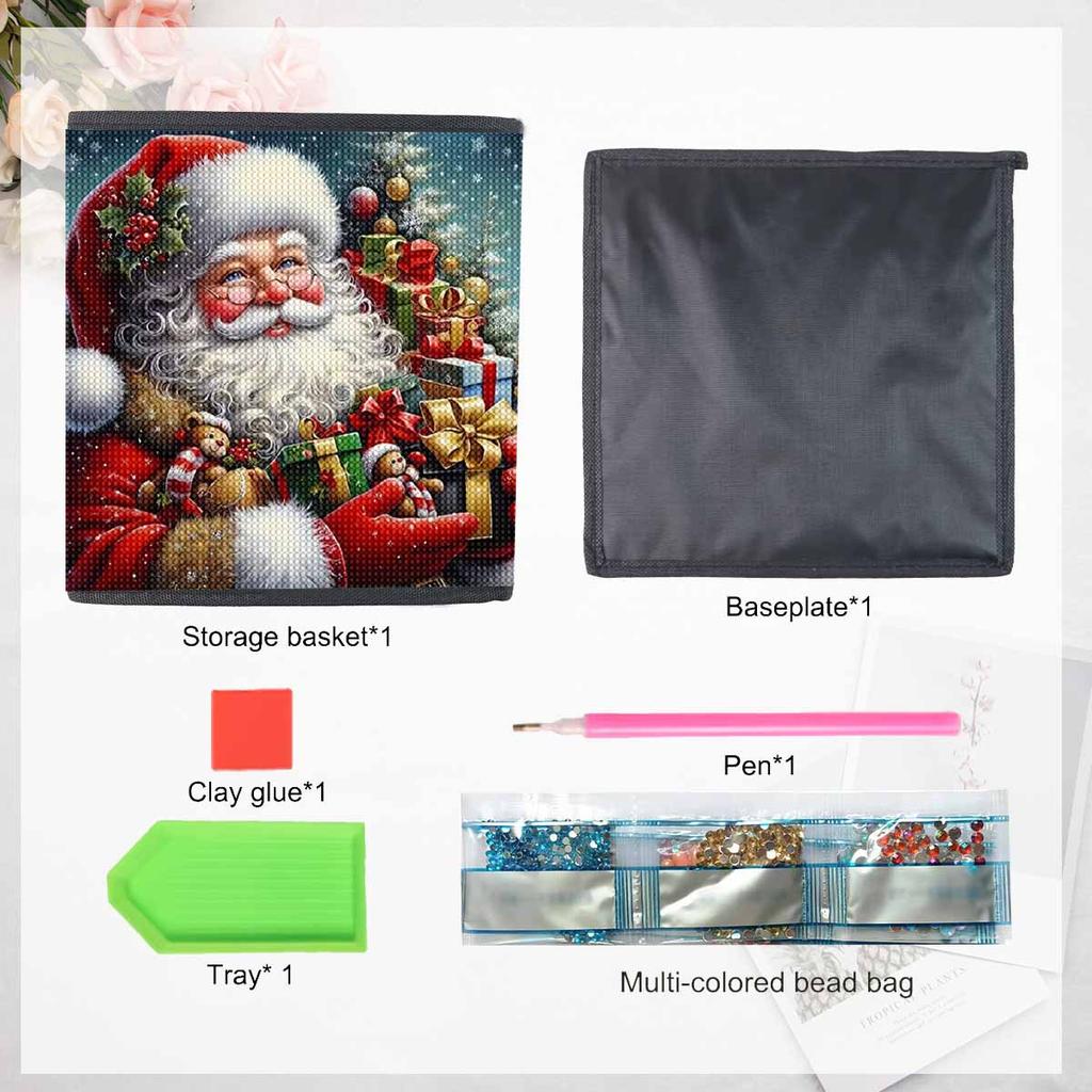 Santa Claus Delivering Gifts 5D Diamond Painting Storage Basket Full Round Drill Mosaic Diamond Embroidery Cross Stitch Kits Home Decor Home Decor