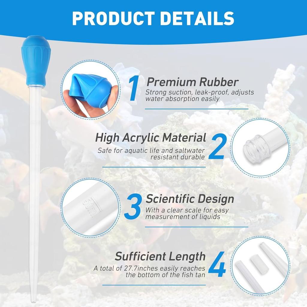 29cm/45cm Aquarium Siphon Long Pipettes for Fish Tank Coral Food Feeder Vacuum Cleaner for Aquarium Water Changer Cleaning Tool