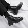 men's casual platform boots black autumn winter shoes cowboy original leather boot party prom dress lace-up ankle botas zapatos