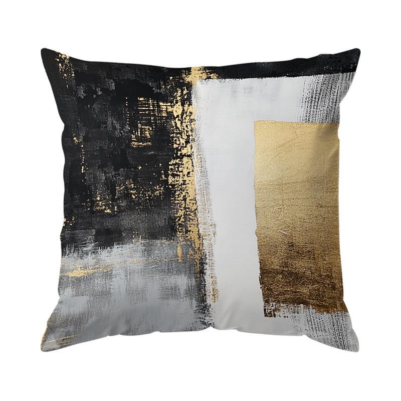 

Home Decor Abstract Gold Black Brushstroke Throw Pillows Pattern Cushion Cover Suitable for Sofa Bedroom Car Pillow Cover 16x16Inch