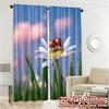 2pcs, 2D FLAT PRINTING Curtains (Without Rod) Daisy Visitors Pattern Chic Curtains Versatile Durable Polyester Curtains Art Deco