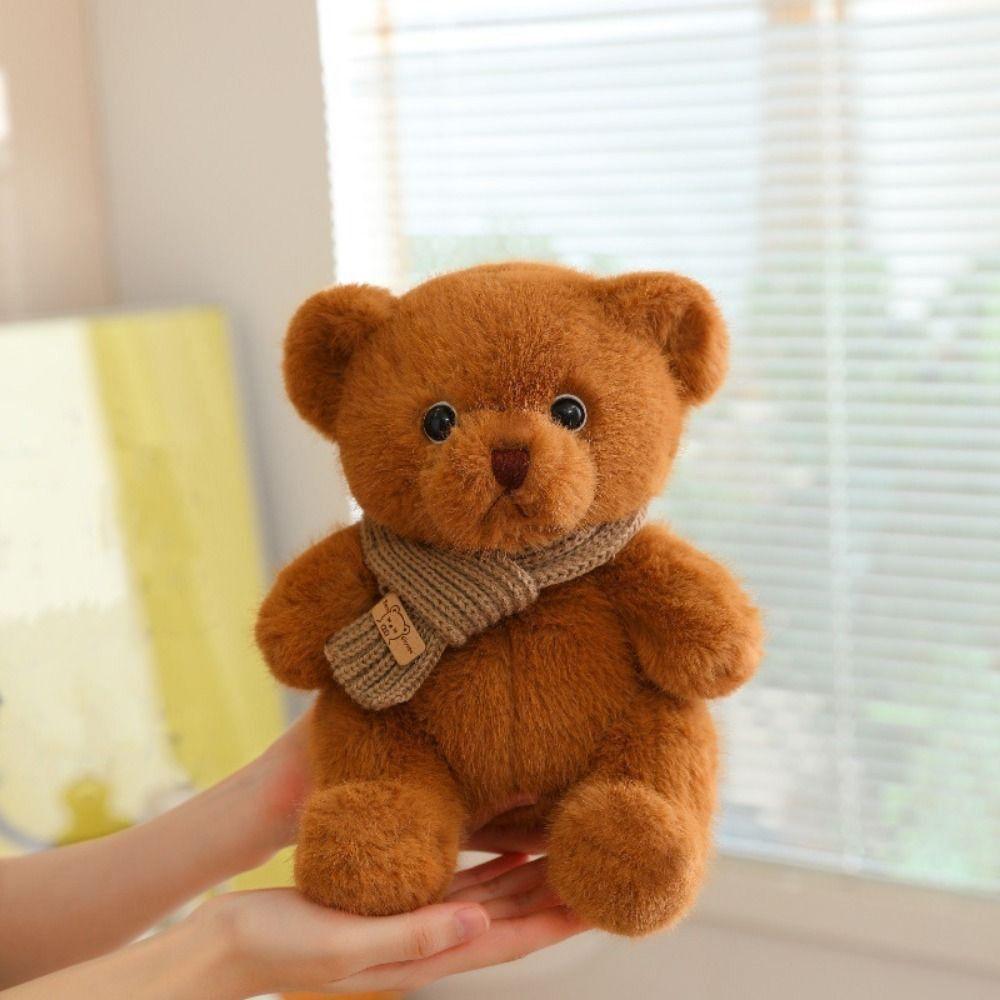 Cartoon Bear Plush Toy Soft Scarf Bear Stuffed Dolls Scarf Bear Soft Pillow  Birthday Gift