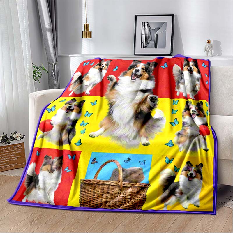 German Shepherd Dog Photo Collage Print Flannel Blanket, Pet Lover Throw Blanket