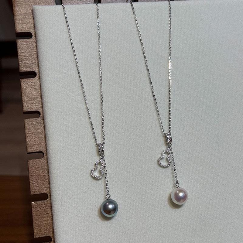 Light Luxury High-End Zircon Gourd Pearl Pendant Necklace Female Elegant Personality Fashion Versatile Neck Chain Sweater Chain
