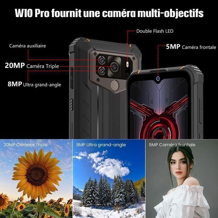 Téléphone Portable Incassable HOTWAV W10 Pro 6Go+64Go 15000mAh Grande Batterie 6,53" HD+ 20MP Triple caméra Android 12 NFC - Orange