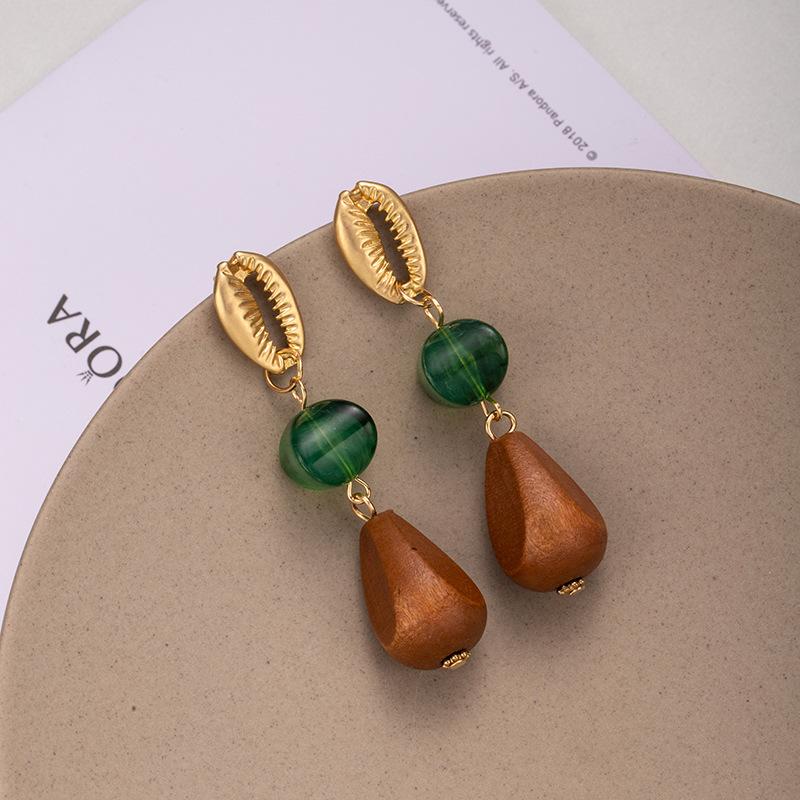 Креативные акриловые серьги, Серьги из дерева в форме капли воды, Нишевые серьги высокого класса.