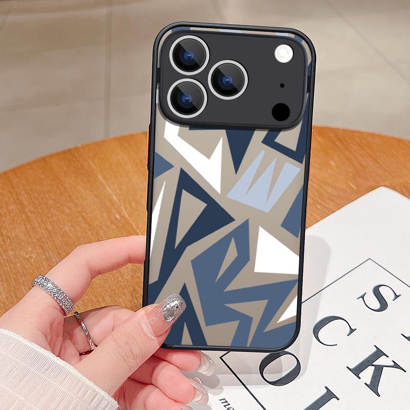 Geometric Patterned Print Case For iPhone 17 Air 16e 16 15 14 Pro Max 13 15 Pro 17 Pro 17 Shockproof Soft Edge Hard PC Matte Phone Cover
