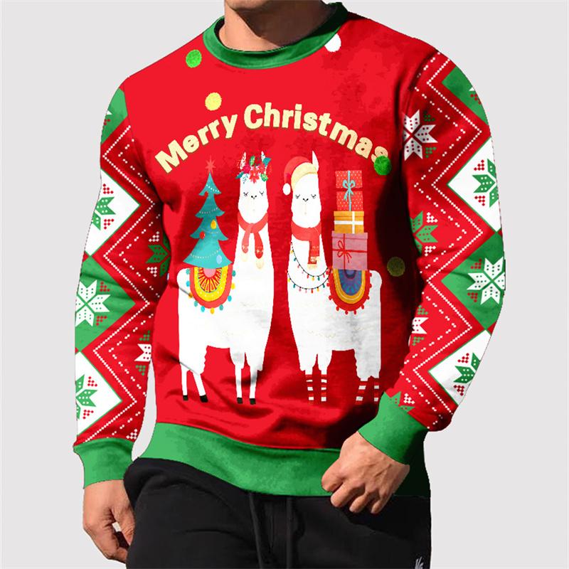 

Повседневная свободная мужская толстовка с капюшоном с 3D принтом, рождественская зеленая, красная клетчатая мужская пуловер... 6XL