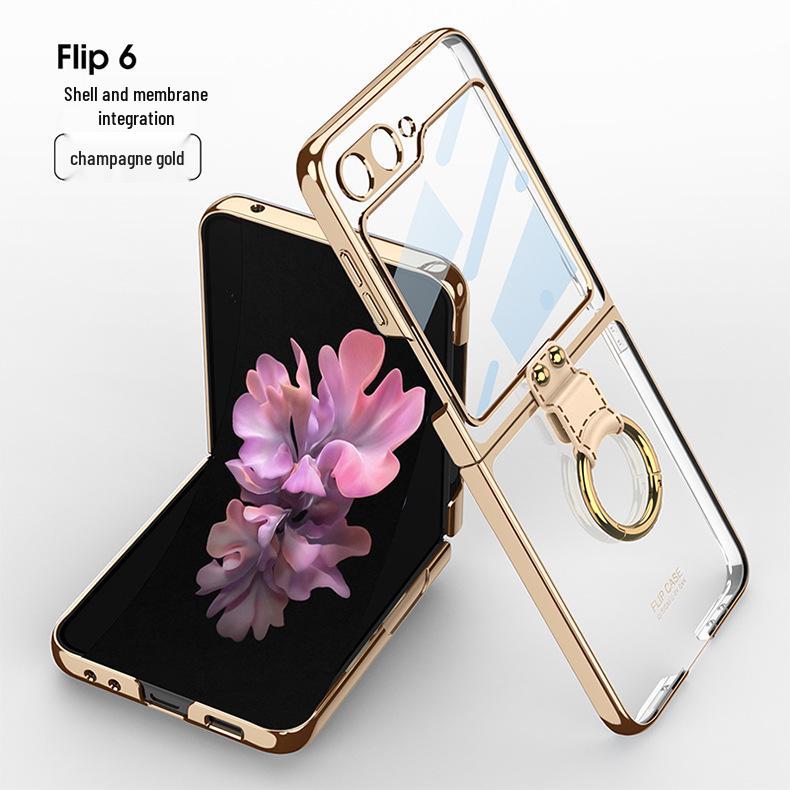Samsung Z Flip6 Foldable Phone Case with Integrated Ring & Protective Film