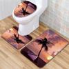 Beach View Bathroom Floor Mat Three-Piece Toilet Carpet Toilet Mat Set Door Mat Bathroom Non-Slip Mat