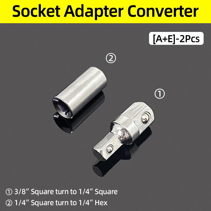Double Square Head Socket Adapter Converter Reducer Set 1/4 3/8 1/2 Impact Drive Ratchet Wrench Socket Adaptor Repair Hand Tool