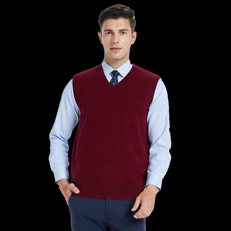 

Hengyuanxiang Мужской жилет-пуловер без рукавов с V-образным вырезом, 100% шерсть 2XL