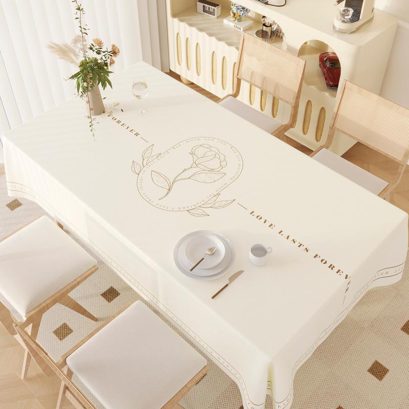 French Light Luxury High-End Dining Table Cloth, Leave-In Oil-Proof And Waterproof Lambskin Rectangular Coffee Table Cloth