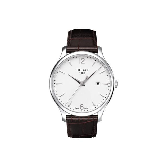 TISSOT  S&eacute;rie &Eacute;l&eacute;gance Mouvement Quartz Affichage de la Date Grande Montre &agrave; Trois Aiguilles Montres Hommes Acier Blanc Cuir T063.610.16.037.00 Regular Watch Box,White Dial