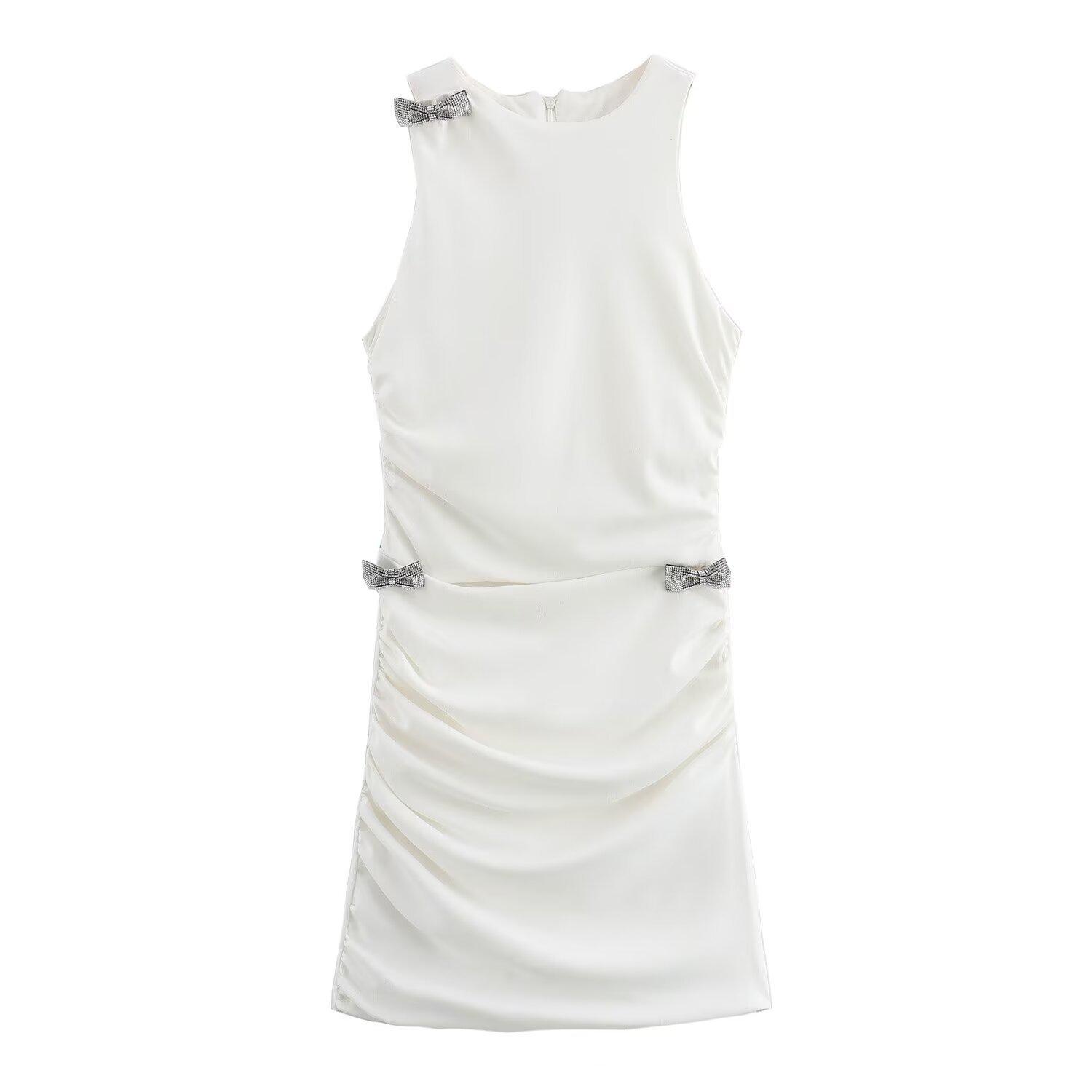 

Модное повседневное платье с бантом 2025: Европейско-американский стиль XS