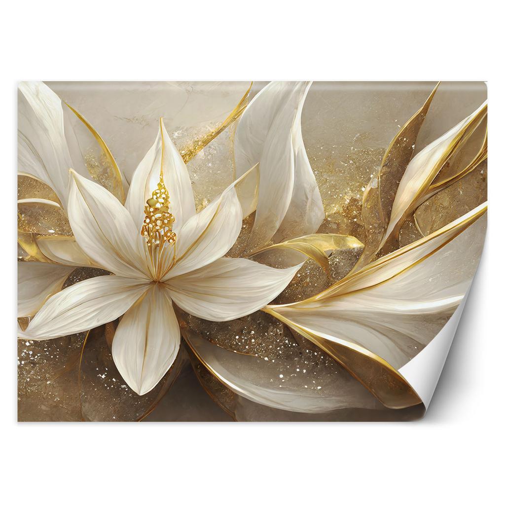 Wallpaper Gold glamour flowers 3D