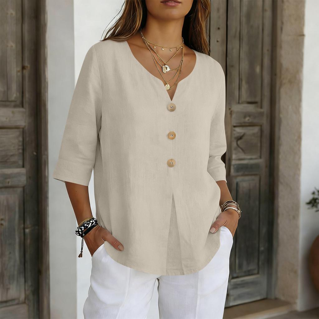 Rochii tip cămașă pentru femei Tricouri casual elegante cu mânecă 3/4 Topuri tip tunică Tricouri de bază Pulovere Cămăși de lucru