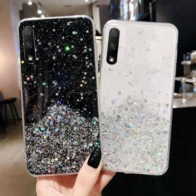 Capa de silicone macio com glitter brilhante para Huawei P9 P10 P20 P30 P40 P50 Mate 10 20 30 40 Honor 9 10 20 30 Pro Lite Plus Capa de lantejoulas