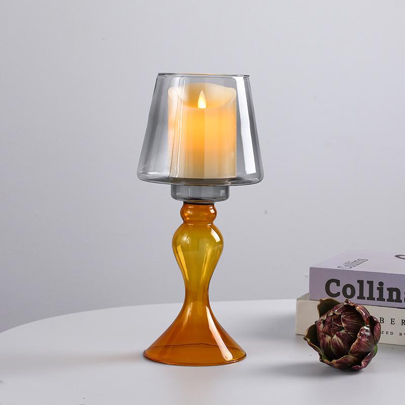 Glass Vase Geometric Tall Flowerpot Candlestick Candle Holder Flower Arrangement Accessories Terrarium Home Decoration