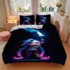 3pcs Jinx Blue and Purple Flame Fantasy Character Bedding Set-Perfect for Decorative Bedrooms, Hotels, and Festive Gifts!1202254a