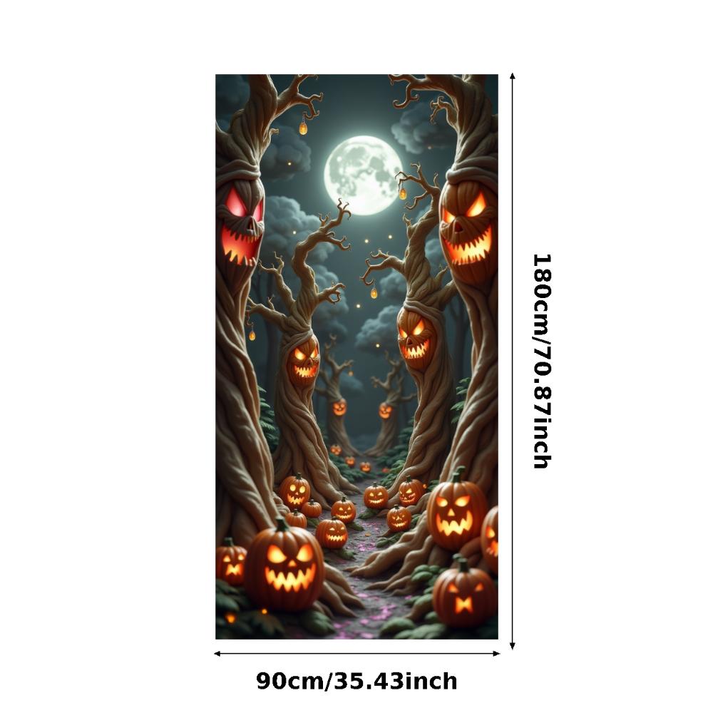Jack O Lantern Banner Starry Sky Forest Theme Banner Pumpkin Banner Halloween Theme Spooky Decoration For Autumn Celebration