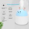 Cartoon Cat Modeling Humidifier Aromatherapy Diffuser with Colorful Light for Home Office Blue