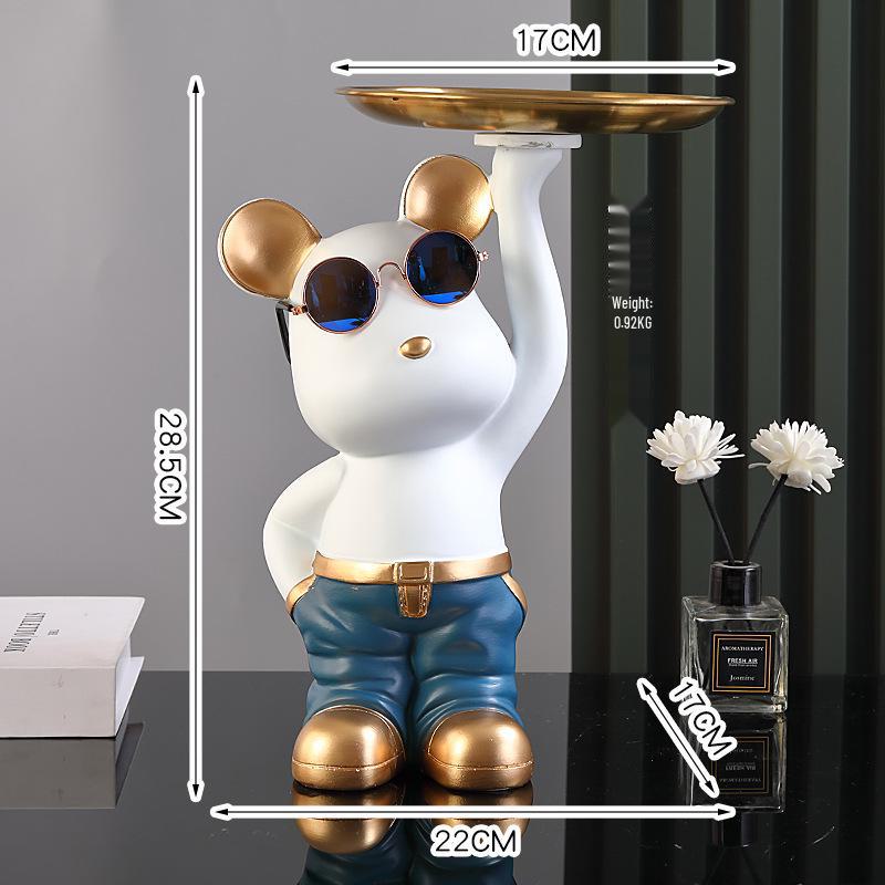 Лоток для ключей в виде роскошного медведя: Декоративный крючок и органайзер для прихожей