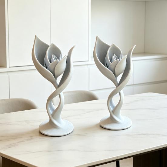 3D Printed Tulip Figurine Minimalist Abstract Flower Sculpture Aesthetic Tulip Floral Ornament for Home Office Shelf Decor
