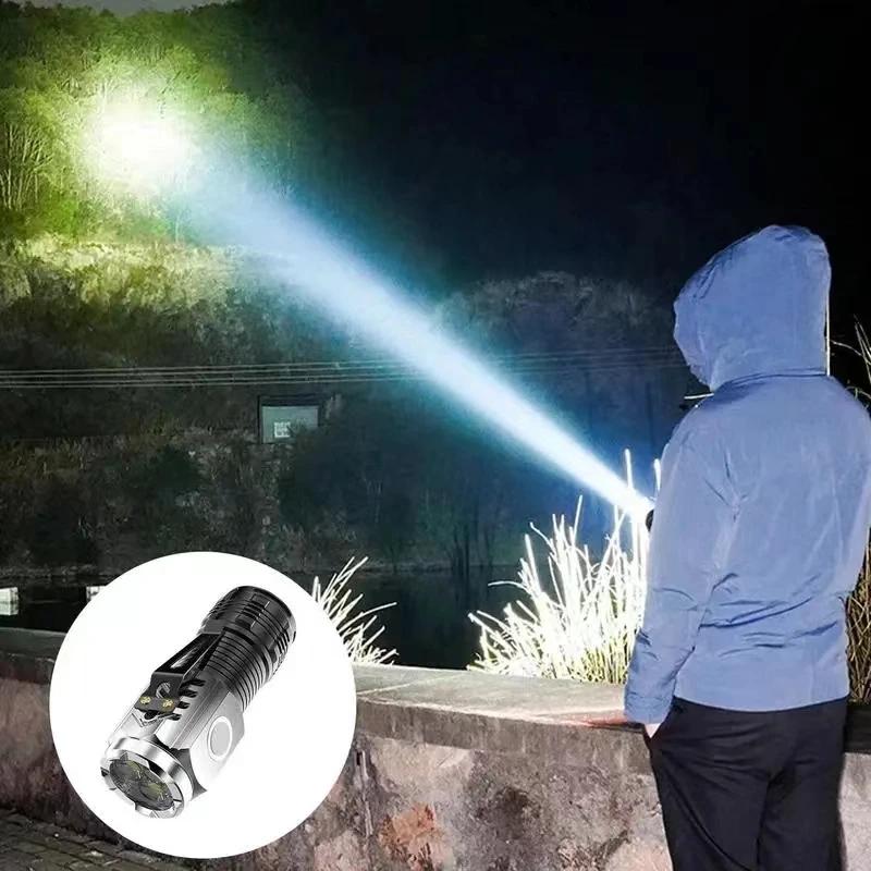Rechargeable LED Strong Light Flashlight - Multi-functional Cap Clip Mini Torch Long Range Portable for Outdoor & Home Use