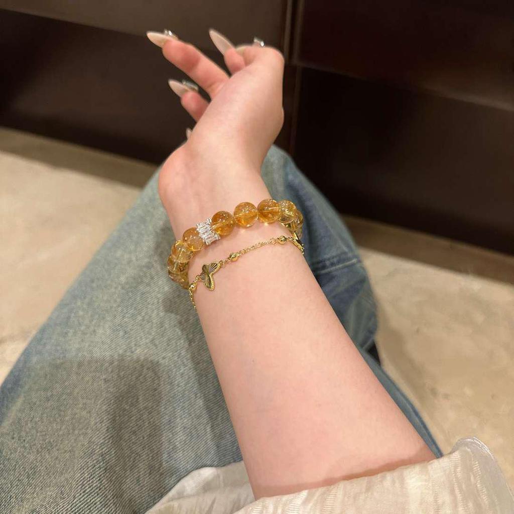 Huangtashan Yellow Citrine 10mm Crystal Bracelet - Perfect Gift for Best Friend or Girlfriend