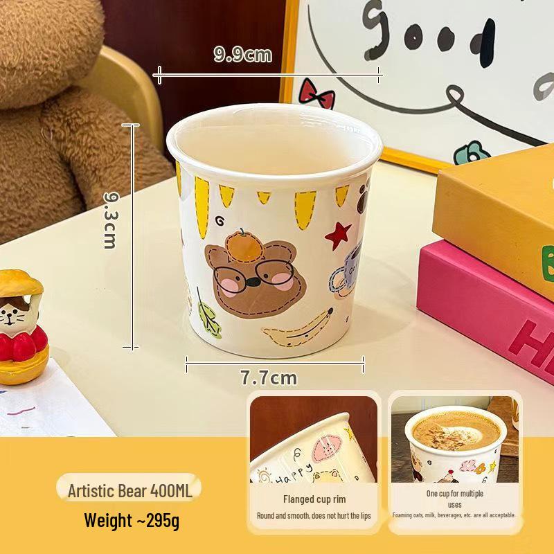 Cartoon Ceramic Mug: Cute Gift for Home, Women, Students, Couples – Perfect for Breakfast, Coffee, and Milk. 301-400ml