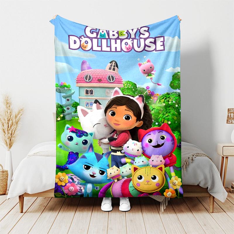 1pc Blanket Gabby's Dollhouse Print Design, Lightweight Blanket for Sofa, Bed- Soft &Warm, Gift for All Seasons like Christmas, Halloween