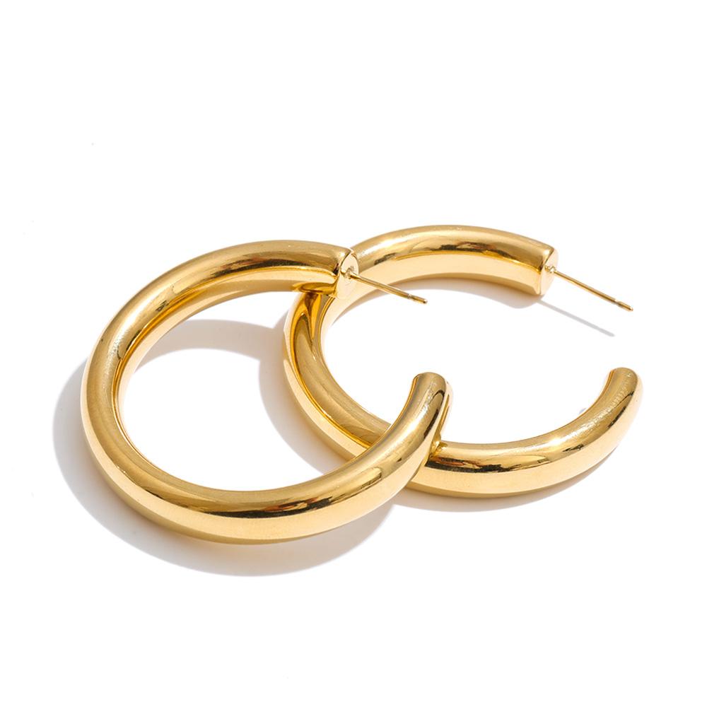 

Eetit 40mm Anti-allergy Stainless Steel C Shape Round Daily Metal Shiny Hoop Earrings Minimalist High Quality Waterproof Jewelry золотий