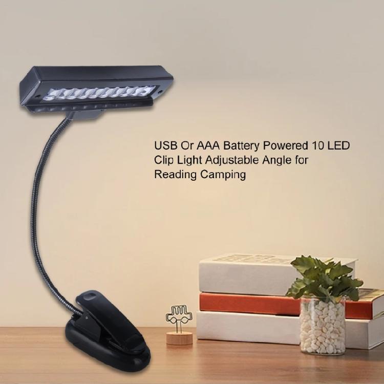 10 LED Licht Clip-Licht zum Lernen Angeln USB Wiederaufladbar Leselicht Geeignet zum Lesen und für den Außenbereich