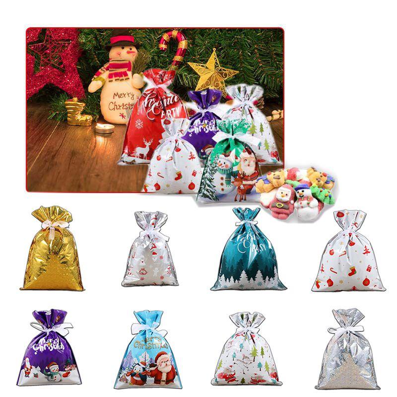 Adorable Large Christmas Gift Bag Set With Ribbon Perfect For Holiday Candy Storage And Wrapping Needs