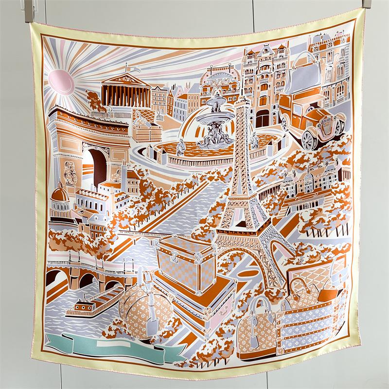 

88x88см 100% Шелковый Твиловый Шарф Роскошная Квадратная Шаль Легкий Весенне-Летний Платок Элегантный Модный Аксессуар для Женщин 88x88cm