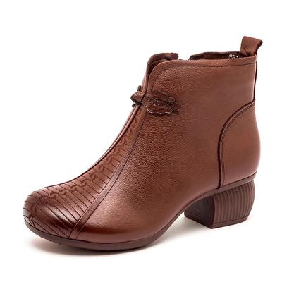 Fashion GKTINOO 2025 New Autumn Winter Thick Heel Ankle Boots Women Warm Boots Shoes Handmade Genuine Leather Zipper Retro Short Boots
