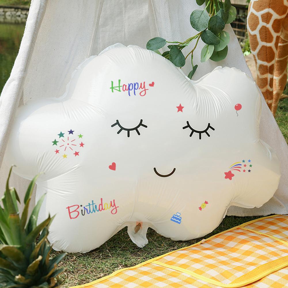 32 Inch White Digital Aluminum Film Balloon Children's Birthday Party Arrangement Photo Props Sticker Balloon
