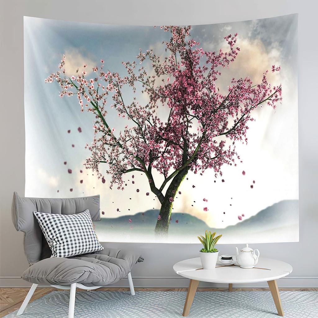 Mountain Fuji Japan Tapestry Cherry Sakura Blossom Temple Tapestry Wall Hanging Decor Tapestries Bedroom Home Living Room Dorm