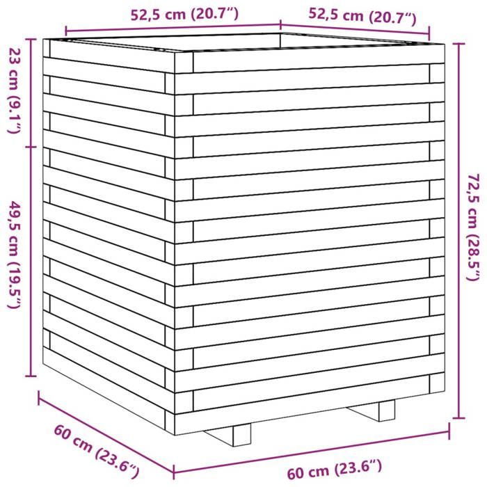 VidaXL Planter Wax Brown 60x60x72.5 Cm Solid Pine Wood, Outdoor Planter, Flower Box, Tomato Planter, 3282581
