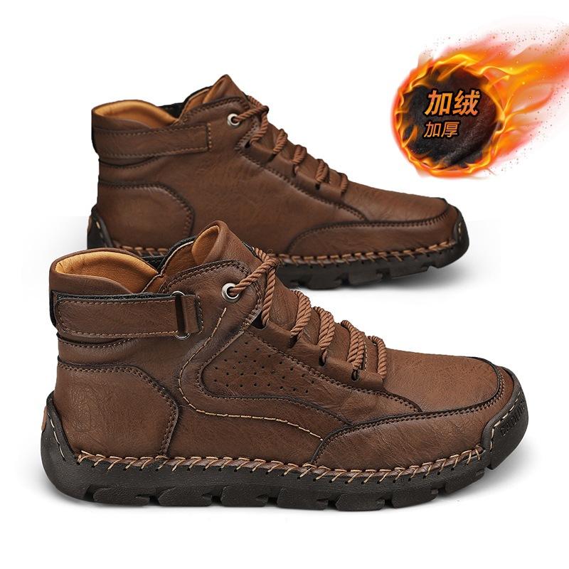 Men's Hand-stitched Boots Plus-size Casual Shoes Comfortable Soft Ankle Boots Outdoor Non-slip Wear Boots 2026
